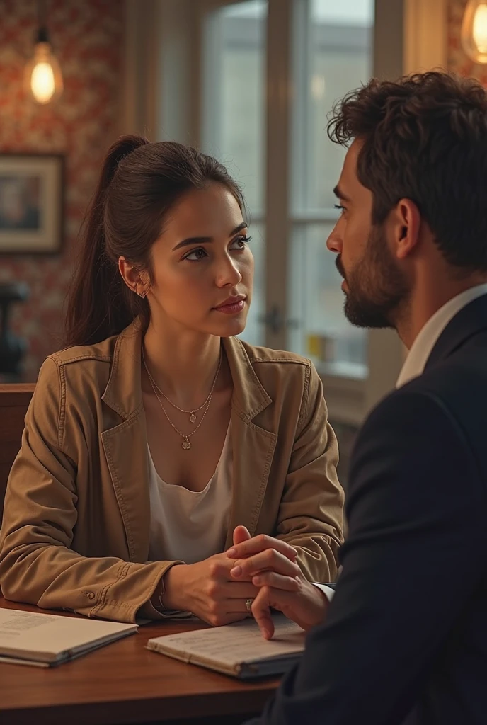 she looks at him