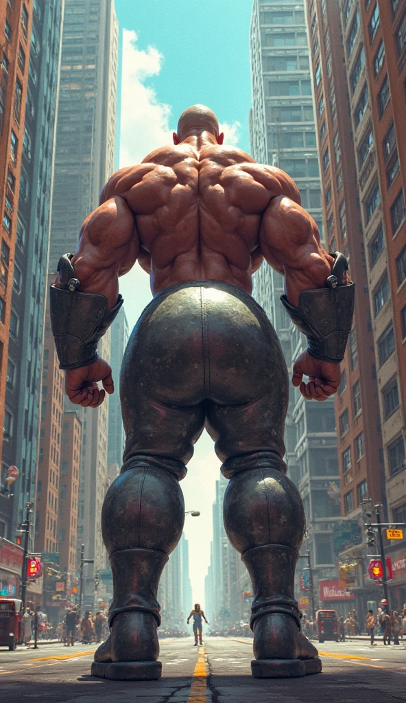 Solo, Anthro, Furry, Male, Red and Black Dragon, Full body, Very Muscular, Bara, Big, Buff, Very Big, Very Tall, Giant Sized, Monster Sized, Very Tall, Macrophilia, Gigantism, standing over skyscraper, Taller than Skyscraper, Hyper Size,looming,Long Red Hair, Looking at viewer, Wearing Black Briefs, Cock bulge, Balls Bulge, Large Bulge, Giant Bulge, Detailed clothes, Detailed Face, city background,(masterpiece, high quality,hi-res,8k had), High Resolution, High Detail)