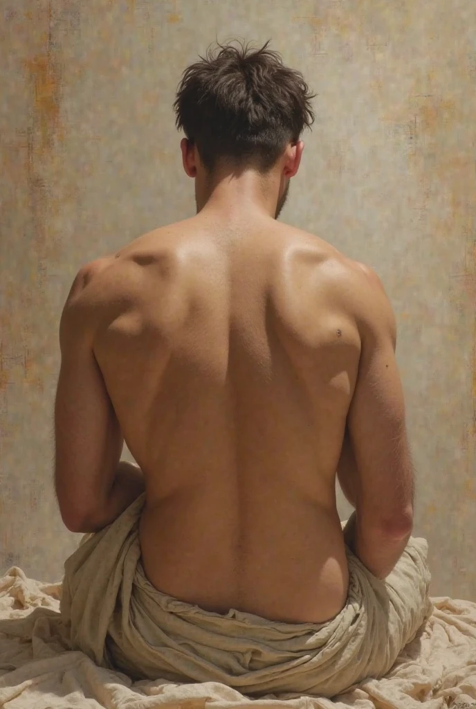 A desi chubby man's back pumping buttom with out shirt in a bedroom 