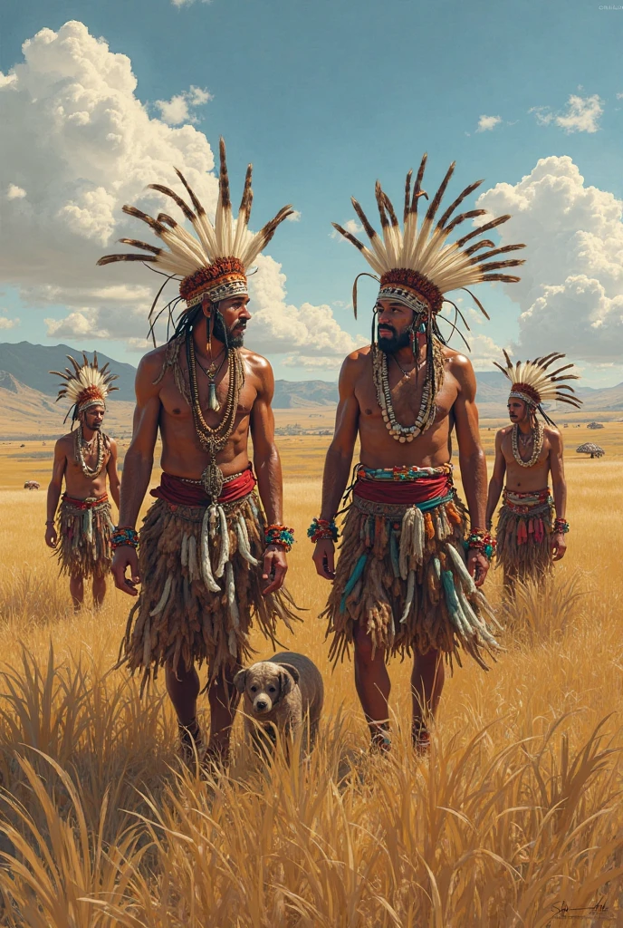 Two black brothers, African warriors