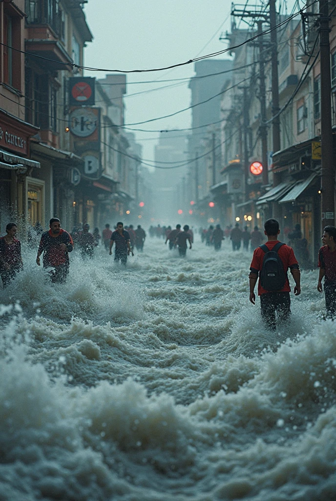 People drowning in flood