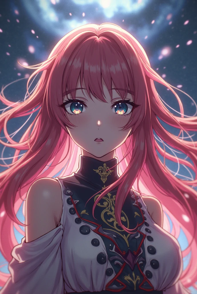 最高masterpiece、16K、最high quality、超High resolution、Detailed face、Detailed eyes、Epic Seven Style、girl、 (Wavy Ponytail, Shoulder hair, Very long hair, very thick hair),(Have beautiful eyes), smile, Happy , Big Breasts, Cleavage, Crescent moon earrings, 2 pairs of leather collars with beautiful jeweled feathers), (Hair Flower Hairpins), Using Lens Flare, chromatic aberration, Attention to detail, anime, Romanticism, About Art, Written boundary depth, Motion Blur, Dazzling Light, Film Grain, 超High resolution, retina, Accurate, masterpiece, Anatomically correct, Rough skin, Very detailed, Attention to details, high quality, Awards, 最high quality, High resolution, 16K, put your hands behind your back