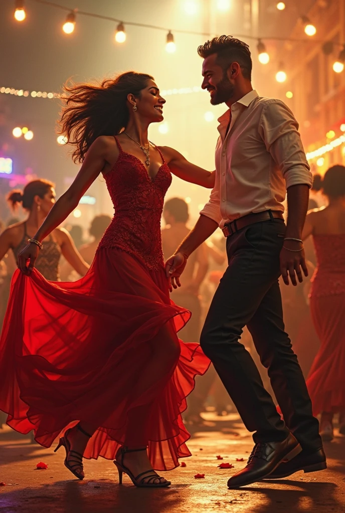 a rockabilly couple dance in the club.