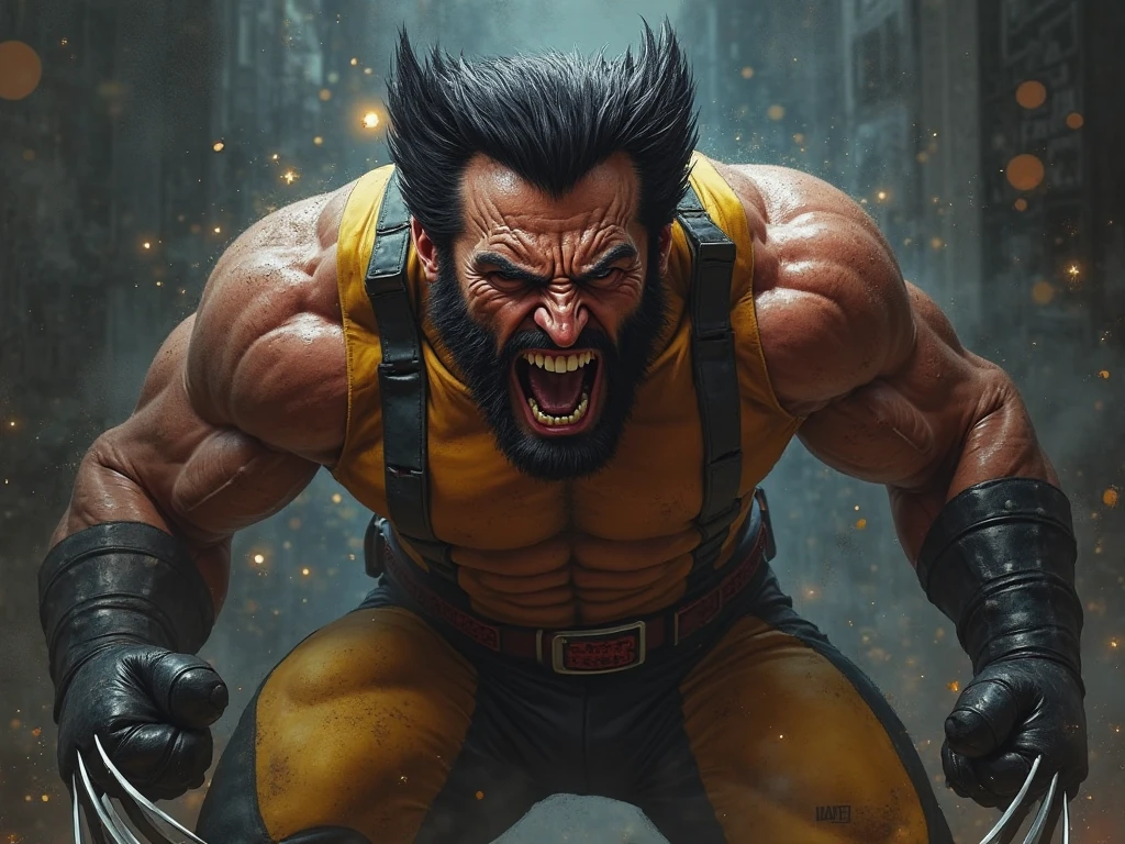 Wolverine, 8k, anime ultra realistic, RAGE, blood, fight