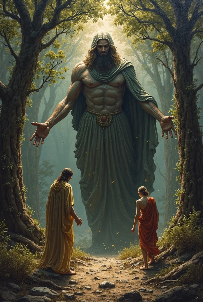 imagen arafed de un hombre con una serpiente y una serpiente en la mano, pintura digital mito griego, Dios griego, the Dios griego, el dios hermes, olympic god, Dios griegos, Dios griegodess, Greek mythology, Greek fantasy, divino y estoico, el dios zeus, Greek mythology characters, estatua de Zeus, elon musk as a Dios griego, estatua griega