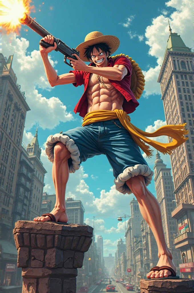 Recreate an image of Will with that name behind and the character of one piece in front, luffy in 4k please and unique and luffy 