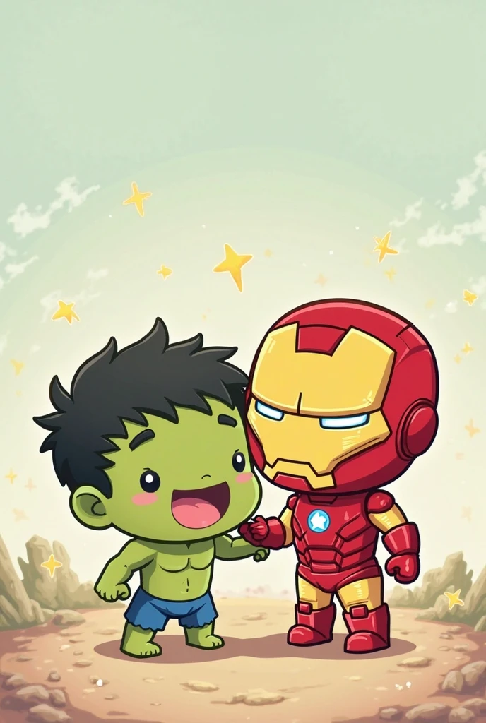 make an image with iron man cartoon style, being a mig welder, being hugged by hentai cartoon girls