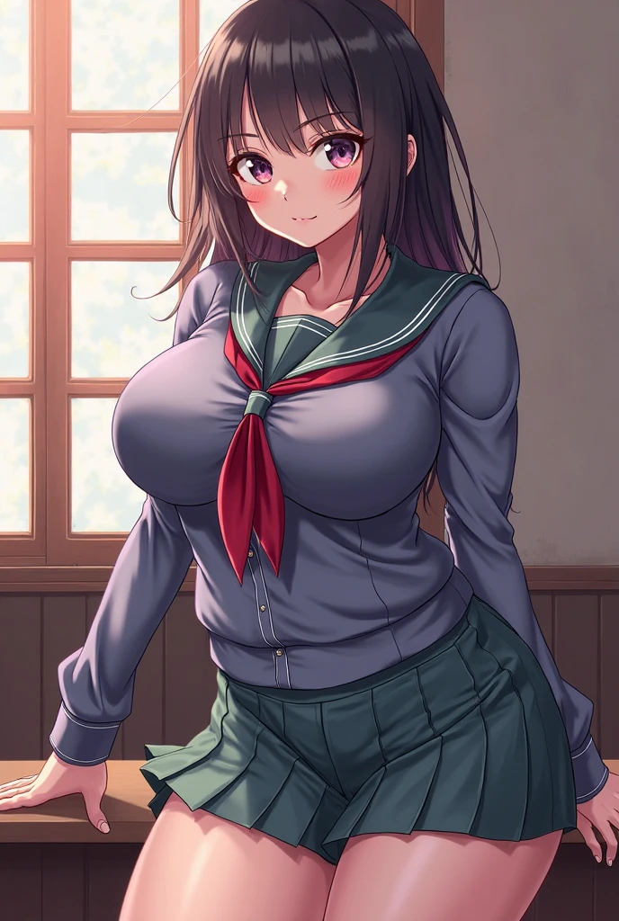 (masterpiece), 1girl, solo, standing in a japanese traditional house, wide hips, big and round ass, horny face, Thick thighs, looking at viewer, big breasts, miko clothes, hakama skirt, kagome higurashi, cleavage, at all fours