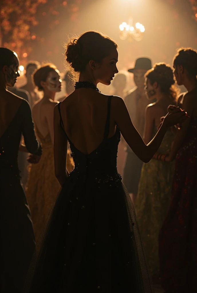 photo of 2girls in a goth club, beautiful faces, goth ballroom dress , light at the dancing, InToThe2KGothClub, ultra-high heels, epic