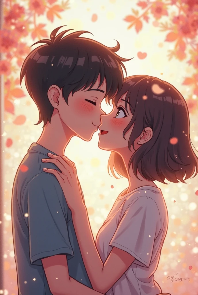 An anime boy kissing his sister