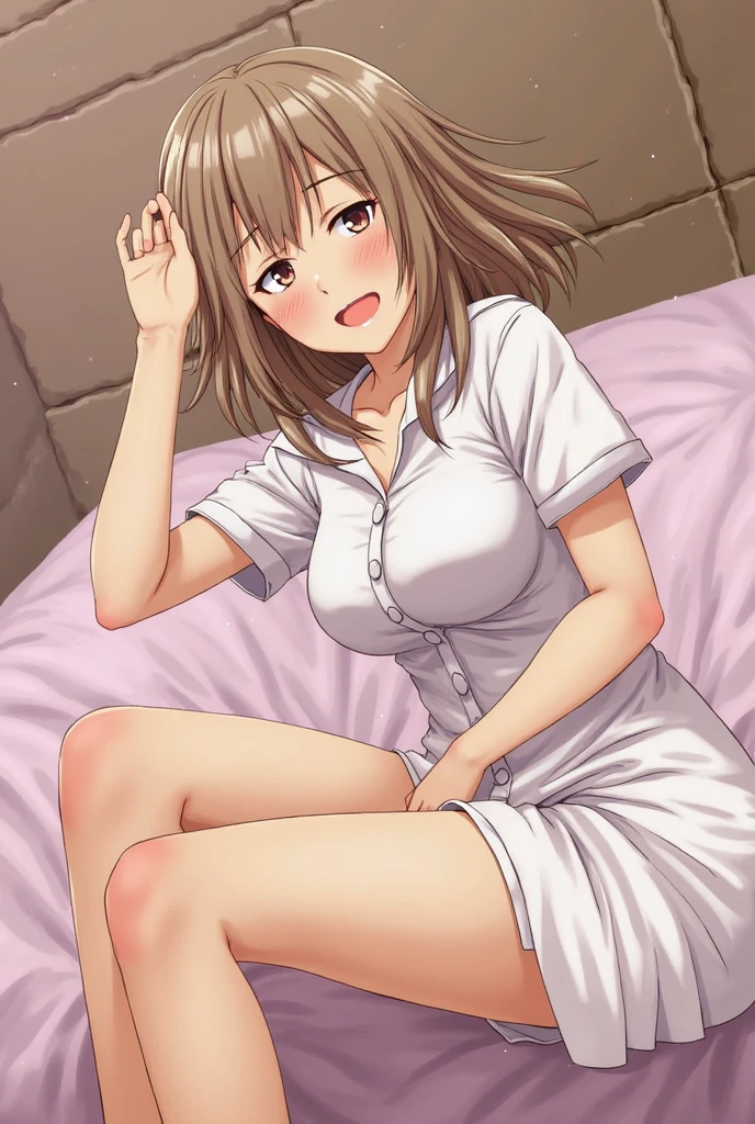 (masterpiece, Highest quality:1.2), Complete human body, Perfect Anatomy, Bedroom, Cute S, Lustrous brown hair, Chibichara, too young girl, I want to caress you, Cute face, Lift up your shirt, Not wearing a bra, Small breasts, Small breasts, Immature breasts, The nipples and areola are pale pink., Flip up skirt, Not wearing panties, Showing off virgin pussy and anus, Boldly open your legs wide, Immoral Eros, Embodying the desire to tarnish purity, School uniforms are messed up, Moist eyes, Tears, Dynamic Angle, 