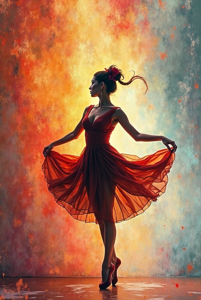 You could make a very abstract graphic interpretation of China's group performance in rhythmic gymnastics with hoops and taking into account the music and their clothing with only 3 colors without using people.