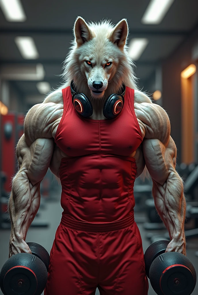 muscular velues as the king levantando peso de academia, normal expression, sheen, velues, an anthropo (Light gray wolf), one , a muscular old man, facial hair, extremely detailed muscle, detailed Face, Face, detailed eyeballs, eyeballs, Pose dinânica, detailed muscle, realistic rendering, CG realistic, realistic 3D, fot, fund, White tank top