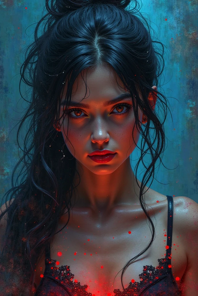 portrait, a girl, dark hair, artwork by Patrice Murciano, HD, Unreal Engine 5, highly detailed, cinematic lighting