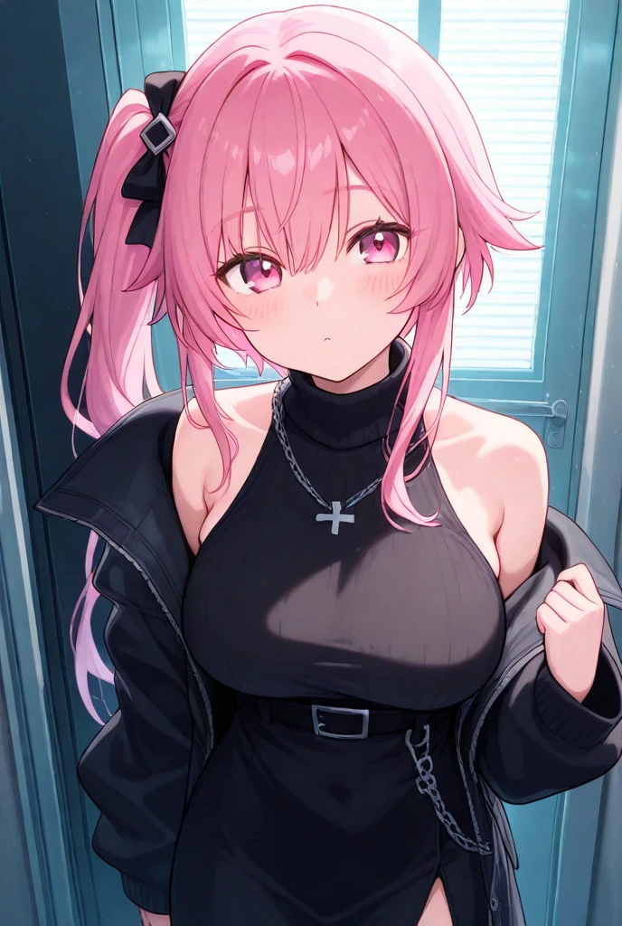 ((Best quality)), 1girl, crop hoodie with cami top