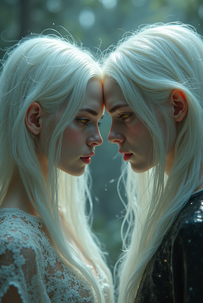 Demons, children of Lilith, man and woman with white hair
