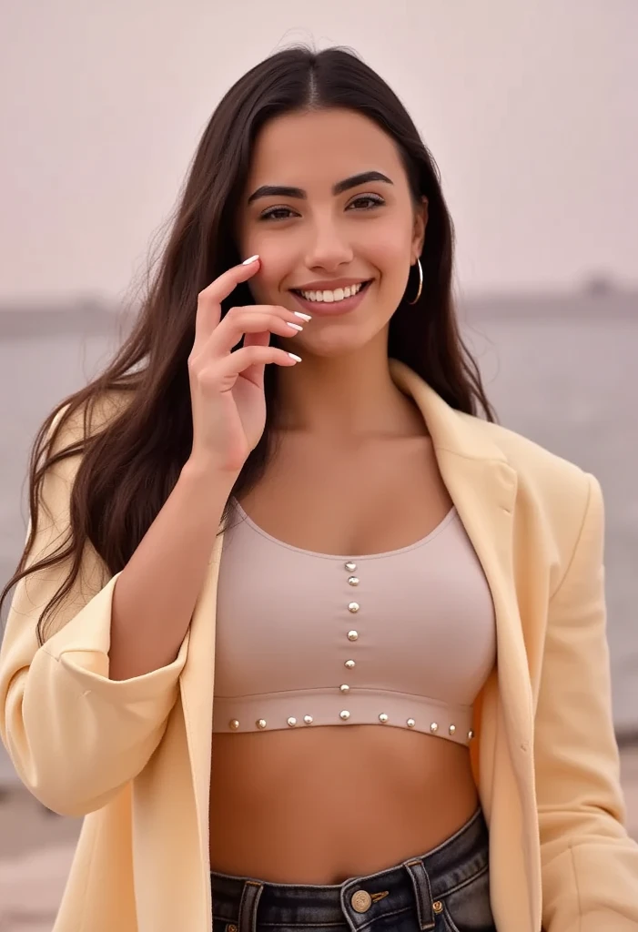 gorgeous young colombian woman, face camera, close up, at the airport, wearing a top shirt outfit, full body, beautiful face, masterpiece, best quality, ultra-detailed, solo, shadows, contrast, cinematic light, side lighting, ultra high resolution, best shadow, RAW 4k, 85mm, poca profundidad de campo, Kodak Vision color, extremadamente detallado, cinematographer, photorealistic, maximum details, aspereza, vida real, 8k UHD