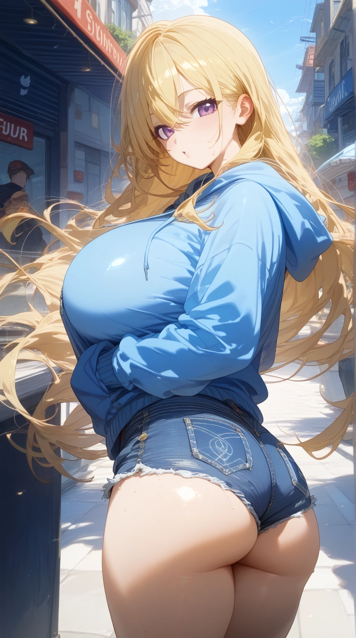 (masterpiece:1.2, best quality), (highly detailed), gym locker room, 1girl, 13yo girl, , long legs, long hair, blonde, (white pantielue sonic the hedgehog hoodie)), standing, smile, Original Character, Volumetric Lighting, Best Shadows, Shallow Depth of Field, (Highest Quality, Amazing Details:1.25), Brilliant Colorful Paintings (Huge breasts: 1. 2,),