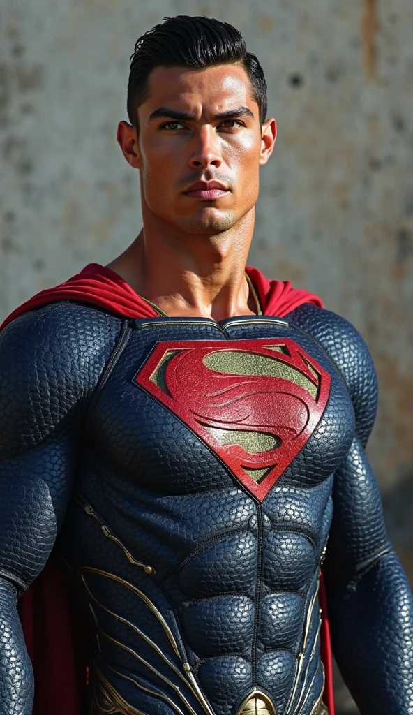 Ronaldo wear superman suit
With dark background