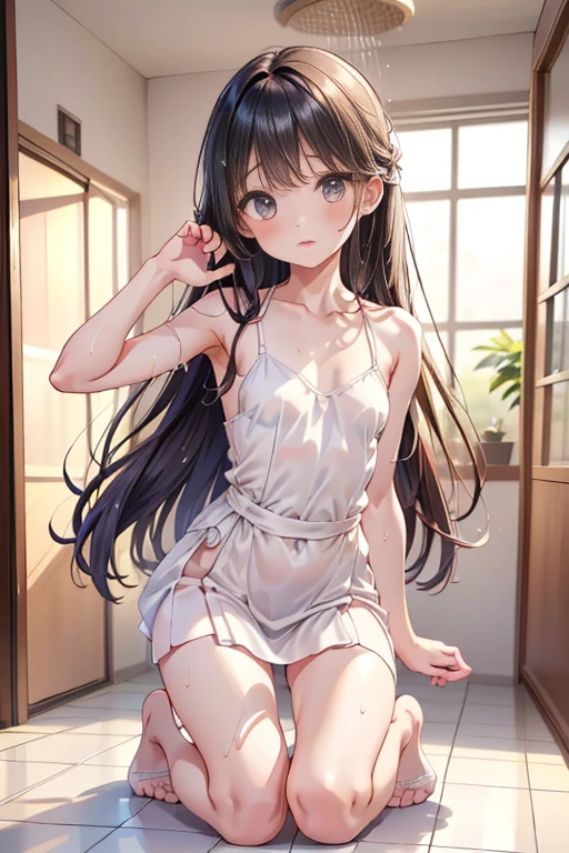 ((best quality, Altas, UHD, Papel de parede 8K, extremamente detalhado, pixel perfeito, anatomia perfeita)), (textura da pele:1.2)), 1sakurajimamai, personagem de anime, 2D, sketch art, uma mulher de anime, triste, Corar, Embraced, cabelos pretos, peituda, medium breasts, clivagem, Pov, fechar para cima, ((camisola, vestido preto)), (Olhos detalhados, Olhos bonitos), (Interior, quarto)