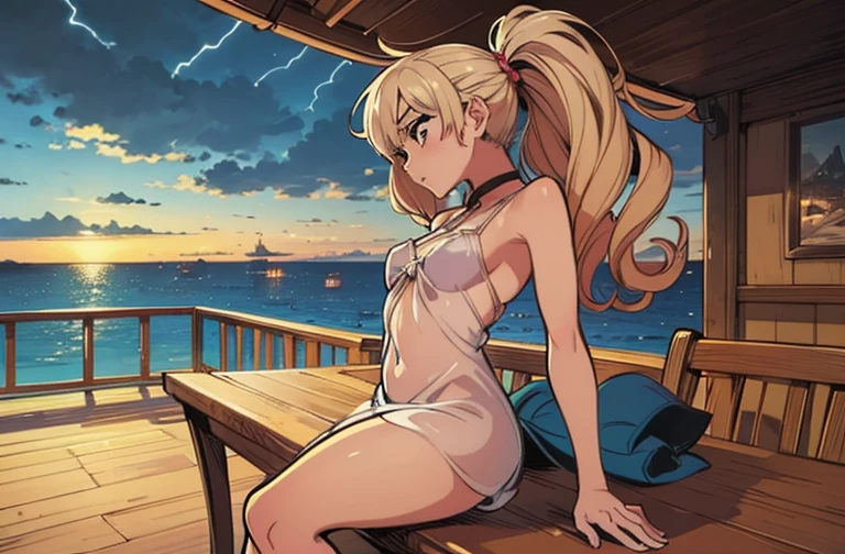nsfw:1.6, Top quality, masterpiece, ultra high resolution, , (top quality, high resolution, 4K, detailed lighting, shaders, perfect anatomy, perfect proportions), eye of the beholder, (masterpiece, top quality) (top quality, 4K, 8K, high resolution, masterpiece: 1.2), highly detailed, (masterpiece: 1.3, top quality, ultra high resolution, ultra detailed), (top quality: 1.2), perfect eyes, perfect face, perfect lighting, (top quality, 4K, 8K, high resolution, masterpiece: 1.2), highly detailed, (top quality, 4K, 8K, high resolution, masterpiece: 1.5), highly detailed, masterpiece, top quality, ultra detailed, top quality, high resolution, 32K CG, very delicate and beautiful, illustration, high resolution, sharp focus, front lighting, glow, girl 1 person, solo, smiling, very beautiful and detailed anime face, very detailed eyes, ((masterpiece)), ((best quality)), (super detailed), ((cute)), cute, ((very detailed)), 4K, (8K), best quality, (best quality, 8K, 32k, masterpiece, super high resolution, very detailed, impressionistic:1.2), blurred background, four fingers and 1 thumb, Best quality ,
((Silent dark night)). A breathtakingly beautiful night sky. Outdoors. A girl is standing alone on a sandy beach. At the edge of the water. Calm and still. Dim lighting. Watching fireworks. ((Relaxed)). (((Blonde))). Thin hair. (((Her hair is neatly tied back in an evening updo like a cabin attendant))). (((Her bangs are swept neatly to the side, revealing her forehead))). Beautiful blue-green eyes. Pink lips. (Big ). Full breasl-developed breasts. Weld breasts. Slim waistct proportions. Slender body. Well-proportioned body. Small pink nipples. White panties. ((s))). Smiling. ng eyes. Smiling with her mouth open. (Her face is looking straight up). Moved by the beautiful sky. Blushing face. White choker. Earrings. Flashy necklace. Bracelet. Anklet. Barefoot. (Bust up). From the front. Profile.