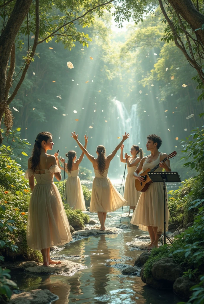 The AI image generator is designed to create a picture of a Reiki energy healing ceremony in nature. In stunning landscape, A group of people are participating in a sacred ritual under the clear blue sky and warm sunlight. Mountains in the distance and lush green trees all around, create a peaceful and quiet space, suitable for healing and meditation.

At the center of the picture, a Reiki Master, Reiki energy teacher, sitting in meditation position. The teacher&#39;s white robe reflects the light, creates a gentle aura around. The teacher raised his hand, nhẹ nhàng và cẩn trọng, transmit Reiki energy to the patient lying on a soft grass mattress. Patient, lie in a state of relaxation, Feel the energy flow through your body, slowly spread to every corner.

Around the Reiki Master and the patient, một nhóm người tham gia đang ngồi thành vòng tròn. They wear simple clothes, suitable for surrounding nature, và cùng nhau cầu nguyện. Everyone has a different posture, but all show respect and respect for the ongoing ceremony. Some people clasped their hands in front of their chests, Some people keep their hands in mudra position, represents connection to universal energy.

Sunlight shines through the leaves, creating shimmering spots of light on the ground and the participants. Những cơn gió nhẹ nhàng thổi qua, Bringing with it the scent of flowers and the whispers of nature. The sound of birds singing echoed in the space, hòa quyện cùng những lời nguyện cầu và tiếng thở đều đều của mọi người, creates a peaceful and peaceful atmosphere.

This scene is more than just an image of a healing ritual, but also a symbol of the connection between humans and nature, between cosmic energy and life. Every detail in the painting reflects harmony and balance, reminds us of the power of healing and love in life.

The AI image generator will pay attention to t