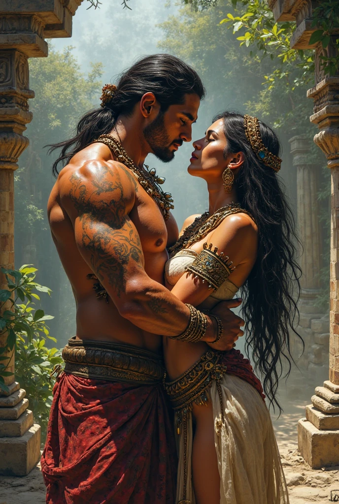 Muslim Muhammad fucking godess seeta, both nude, having sex. Love jihad, ancient feel