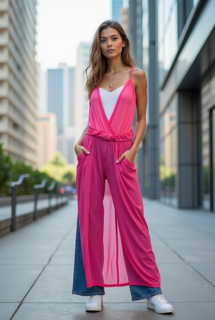 Neon Dream:

Subject: A blonde woman (22) with messy hair, wearing a flowy, hot pink jumpsuit, roller skates on her feet, chases a group of strangers in equally outlandish pink attire down a neon-lit alleyway at night.
Technical: High-resolution camera (e.g., Sony a7R IV), wide-angle lens (e.g., 16-35mm), fast shutter speed to freeze motion, heavy use of neon lighting and vibrant pink hues.
