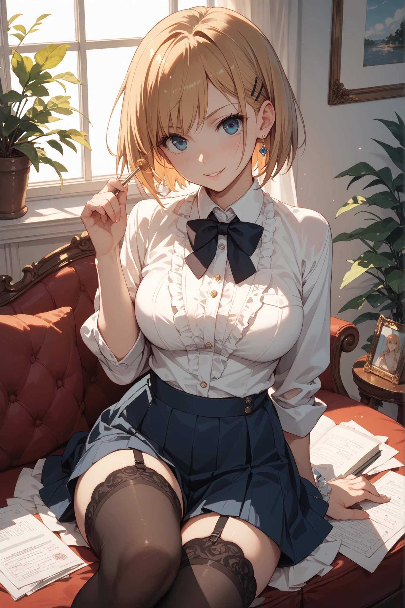 A high school student wearing suspenders and stockings showed me her underwear