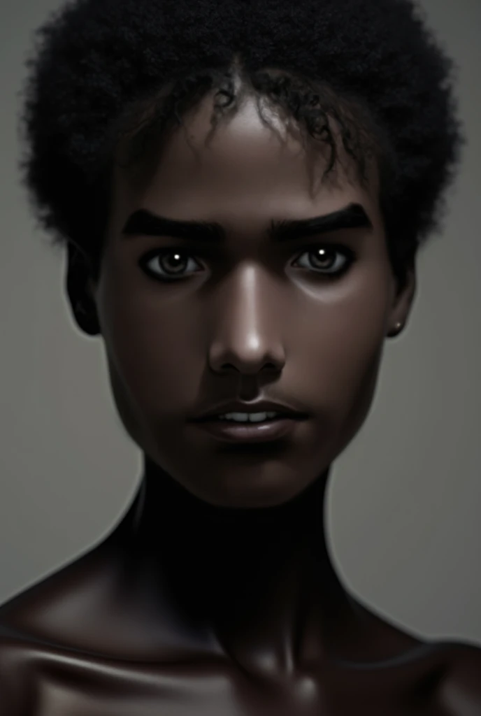 Realistic portrait gifted black boy without clothes