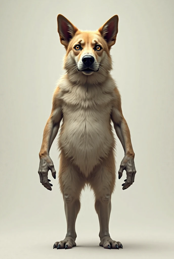 A human being with a dog's head