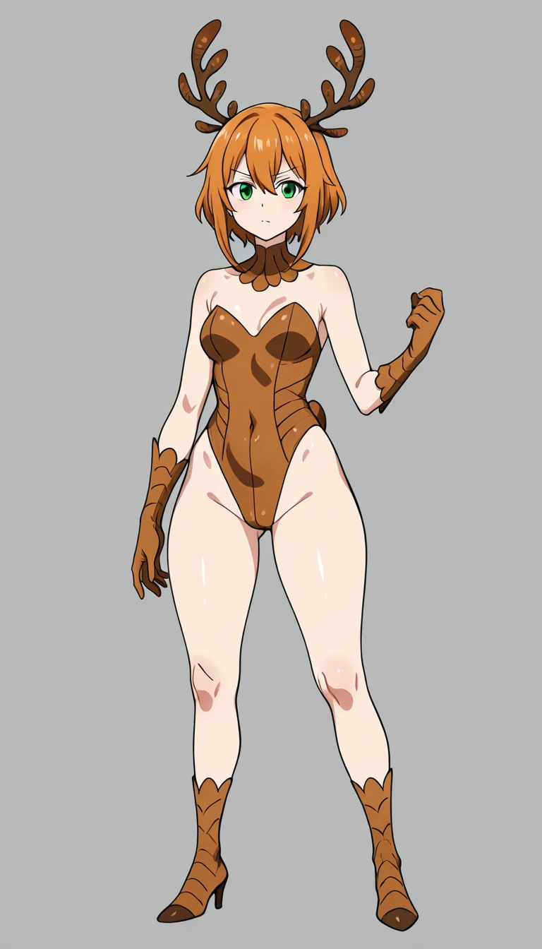 (Masterpiece, best quality, intricate details, 1sologirl, plain background:1.2) iron collar, arms behind back, iron cuffs, shackles, bound ((standing by wooden pole:1.2)) looking from above happy closed mouth, yellow tiger bikini
