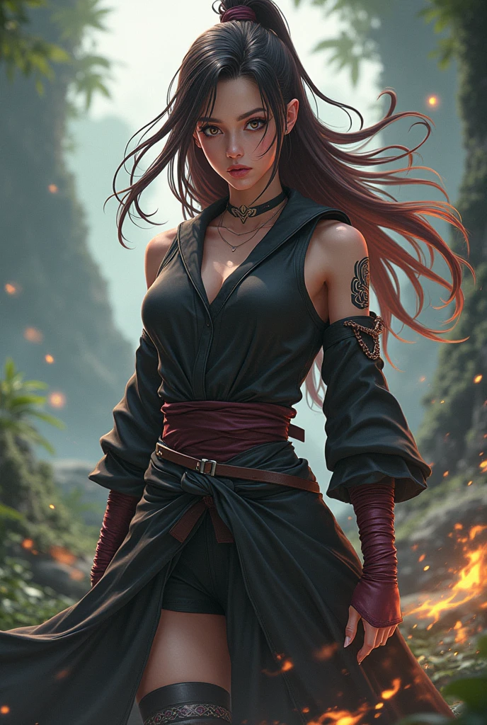 ranma saotome, ranma ½ anime, 1woman, red sleeveless kung fu wushu suit with embroidered dragon, black kung fu long pants, black kung fu shoes from the 80s, voluminous red hair with a small braid, beatiful face, perfect face, beatiful eyes, big beautiful eyes, intense black eyes, beatiful smile, beatiful body, perfect body, big boobs, beatiful curves, beatiful legs, perfect legs, centered, medium body, (((a beautiful place in japan behind her))), volumetric lighting”, “best quality”, “masterpiece, highres, detail enhancement, anime key visual, anime art, anime, masterpiece, best quality, hdr, uhd, depth of field, wide angle, full body shot, finely detailed beautiful face and eyes, 8k, dark intense shadows