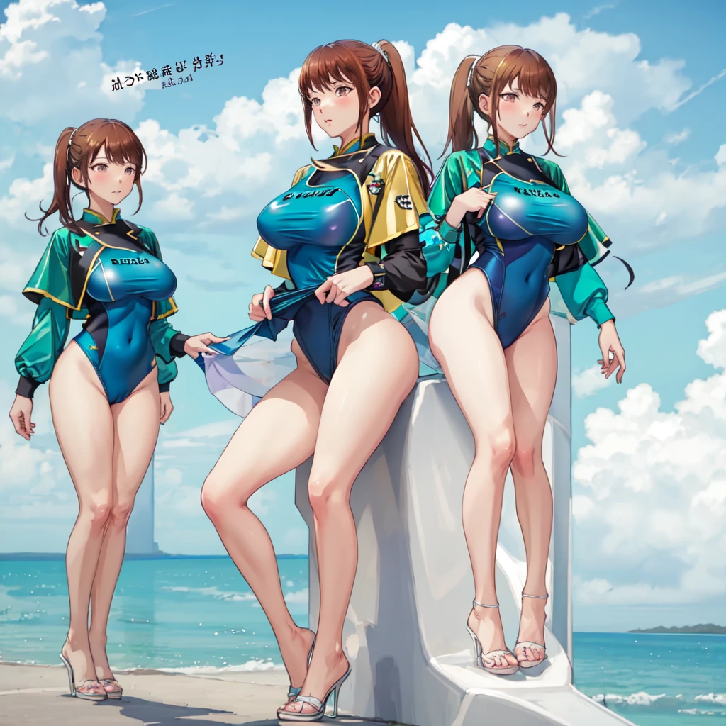 cleavage,sandbeach,swimming uniform