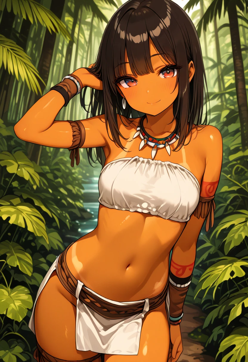 shoot from below、Black、Dynamic Angle、In the jungle、Girl、Girl、Short、Younger、Lower school girls、Innocence、Pure、Panty shot、Indian、Both eyes open、National costume、Ethnic Makeup、black-brown skin、flat chest、Nipples、forehead、Insanely angry