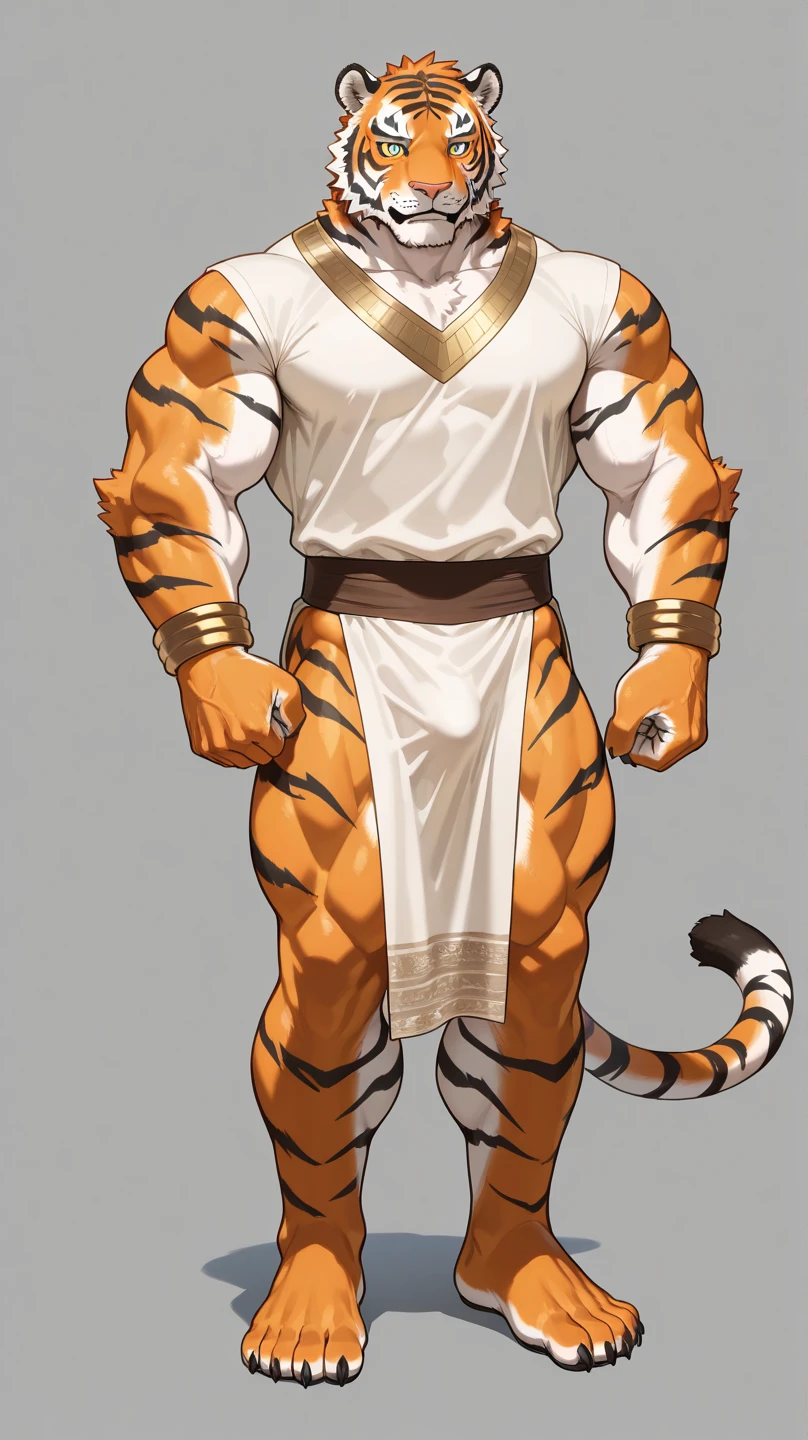 hairy,(tiger,male,Real background,Extremely lifelike shadow,masterpiece,Very detailed,lifelike,Golden pupils,Golden fur,Naked male,Long neck,Long legs and tall figure
