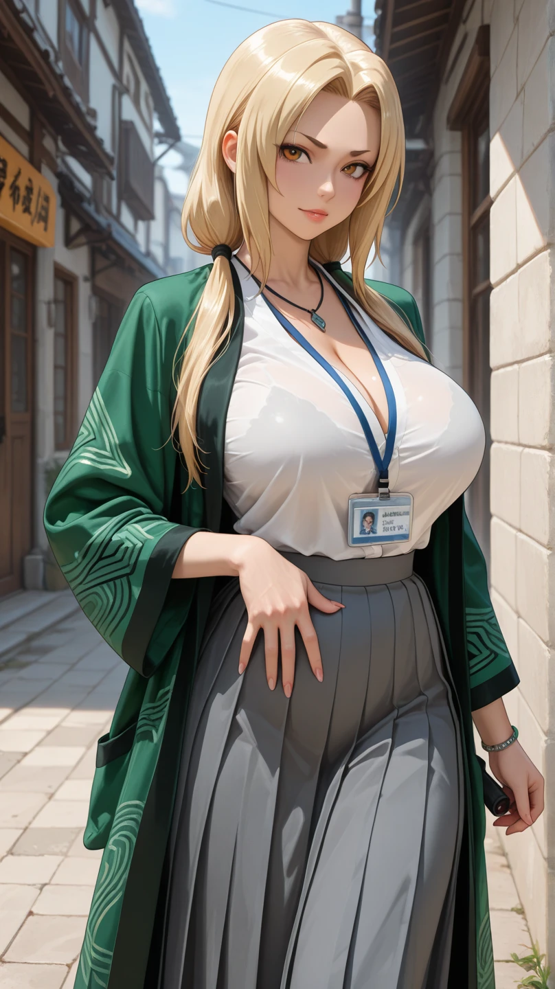 (enormes tetas), escote, buena anatomia Film movie still, tsunade、Se destaca、30 years、piel palida、sonrisas inocentes、(A detailed Face)、(piel detallada)、wet, Los detalles son complejos、Shallow depth oF Field、[volume Fog]、movie lighting、ReFlectors、una Canon EOS R5、lente de 50 mm、F / 2.8、shot at 8k resolution、de cerca, inside the room, escritorios, verdor, ((huge tits)), tongue out, tongue out, tongue out, makeup, light smile, wince, hair flower, maid headdress, jewelry, blunt bangs, braided ponytail, parted bangs, twin braids, very long hair, embarrassed, UHD, retina, super detail