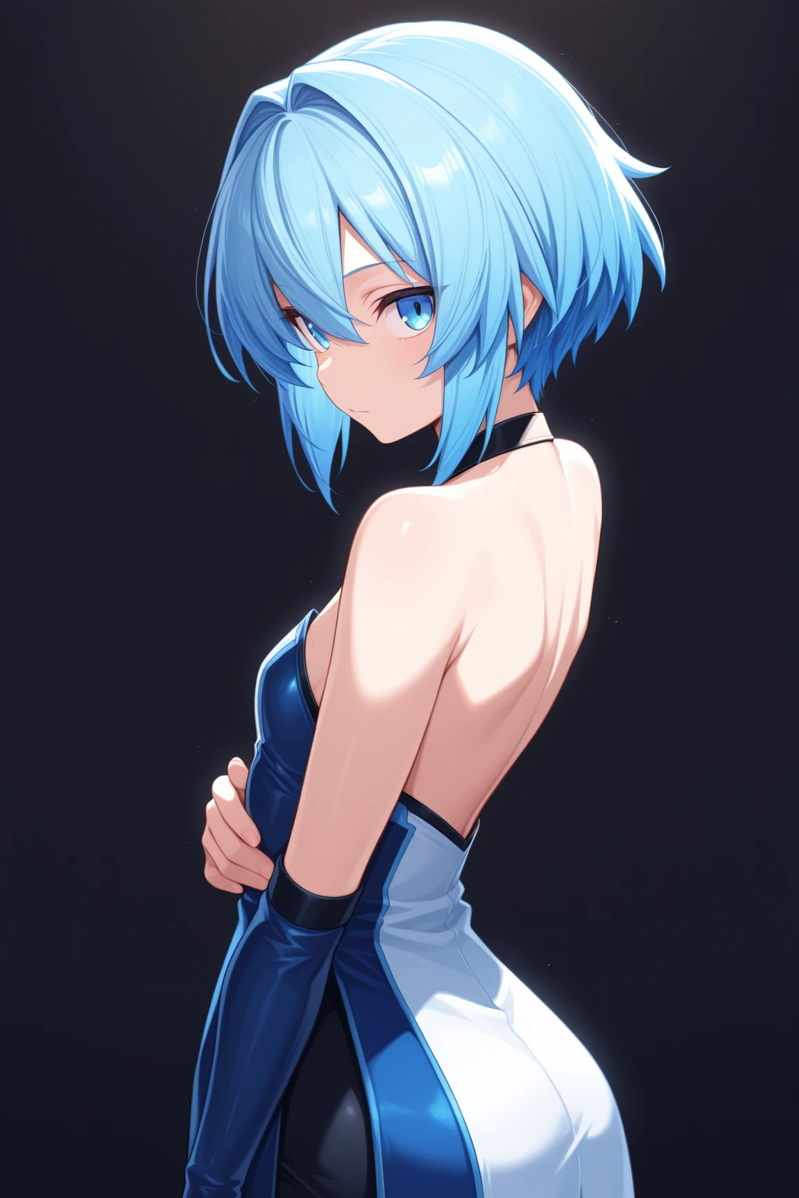 chino asada, sinon, Blue eyes, Blue hair, Hair Ornament, hair between eye, hair clips, Short hair, side locks, (tiny chest:1.2), BREAKお風呂場、(Put your left hand on your chest:1.2)、BREAK while watching the audience,Muscle growth、裸の身体にタオルを巻いている BREAKビューアを見ながら、 BREAK (masutepiece:1.2), Best Quality, High resolution, Unity 8k壁纸, (Illustration:0.8), (Beautiful detailed eyes:1.6), extra detailed face, Perfect Lighting, extremely details CG, (Perfect hands, Perfect Anatomy),