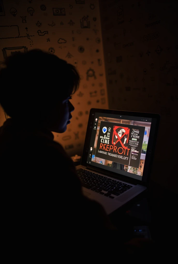 A boy sit before the screen written TradingMafia in screen