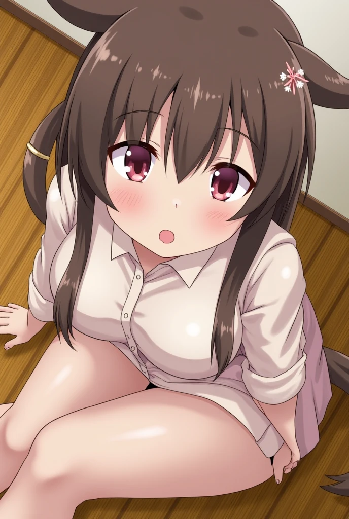Yunyun、beautiful girl、Black Hair、From the back、Large Breasts、pubic hair、Anguished blush、Beautiful Eyes、Pigtail hair、Picking the anus with fingers