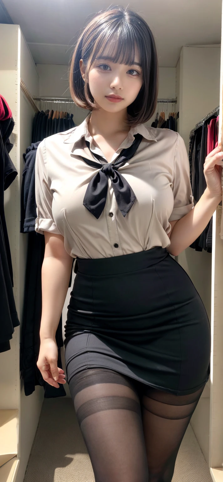 ((midynight, Need, 8K, tmasterpiece:1.3)), full bodyesbian, Long legs, Focalors:1.2, perfect figure beautiful woman:1.4, ((Dark brown hair)), (suspender skirt, standing on your feet:1.2), ((sobu)), Highly detailed facial and skin texture, A detailed eye, 二重まぶた，Beauty,Wavy hair, Wrinkles at the corners of the eyes, to emphasize, ，（Big breasted 1.2），35yo, Wrinkled eyes,