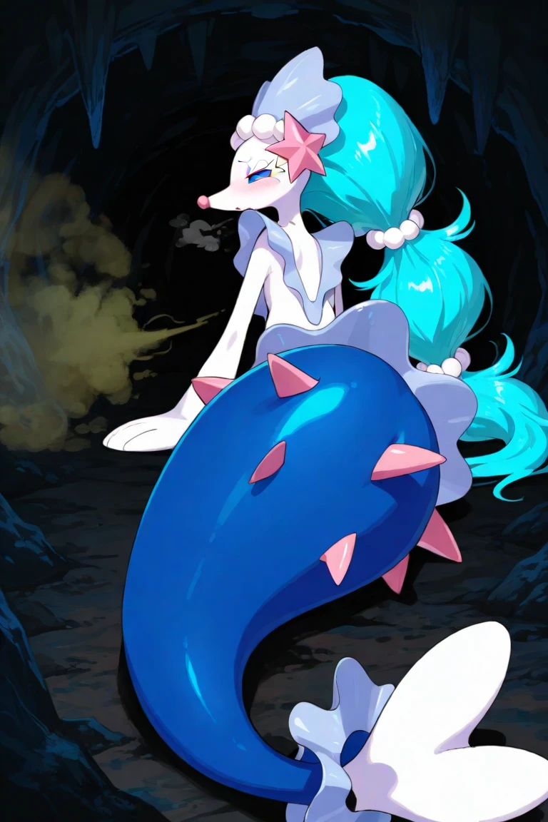 high quality, masterpiece, full body, anime style, underwater, undersea, warm ocean, 1girl, mermaid girl, shark mermaid, mershark, mature, sexy, lustful, lustful look, mature, slim and sexy body, chaste, magical atmosphere, swimming suit, shark fins, shark tail