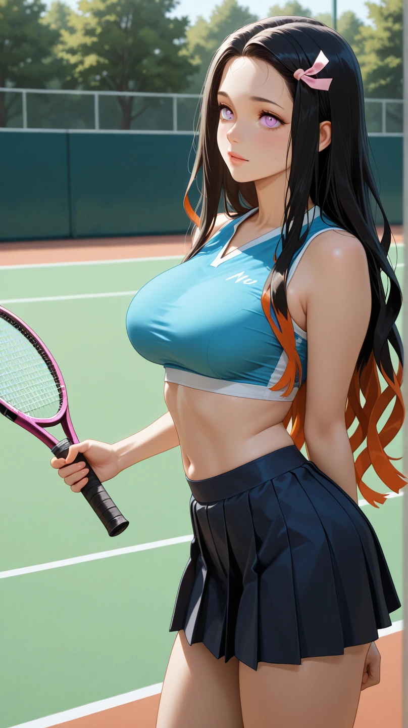 (8k ,Super detailed,Best masterpiece,nature,perfect work of art,perfect female figure),two women,sister and younger sister, sisters,rainbow hair,perfect face,(huge ),neighbor wife,woman hairstyle,elegant wife,Sophisticated and revealing ,20 years old,White skin,messy hair,perfect sexy body,Tone,flirtatious,very big ,Willow Yao,see through breasts,nipple,tennis player,Wearing ultra-short tennis sportswear,on the tennis court,Holding tennis racket,Detail background,necklace,perfect eyes,,T-shaped small size,huge big