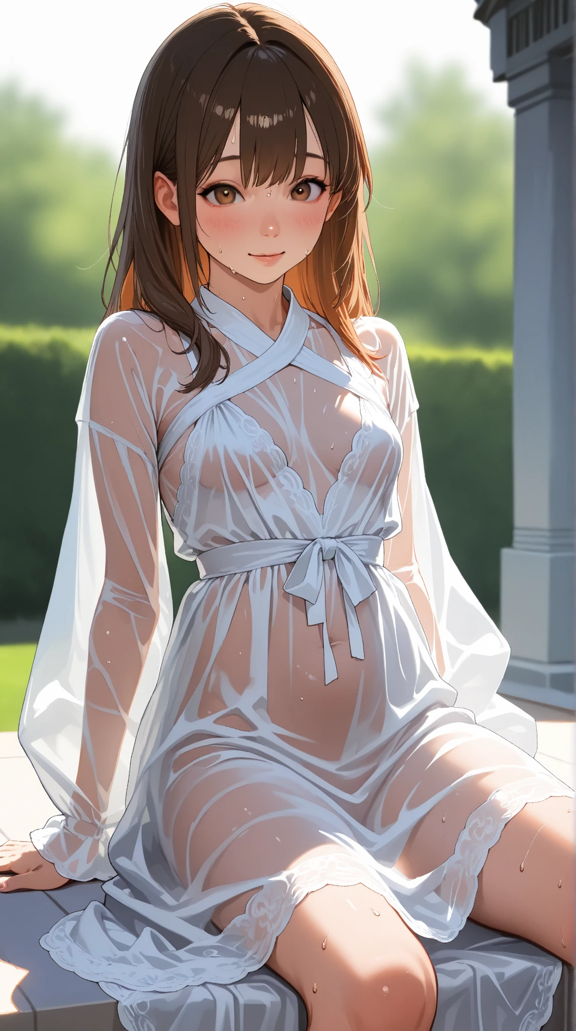 best quality,masterpiece,1girl,solo,(((9years old))),japanese girl,an extremely cute and beautiful girl,highly detailed beautiful face and eyes,petit,cute face,lovely face,baby face,shy smile,show teeth,black hair,medium short hair,flat chest,Hairless pussy,nipples sticking out on the dress,no bra,no panties,skinny,slender,(((wearing a white Transparent mini ta fashion dress))),(((standing in a flower garden))),she is looking at the viewer,(((lift your clothes above the waist))),((open your legs)),(((show your pussy to viewer))),((NFSW))