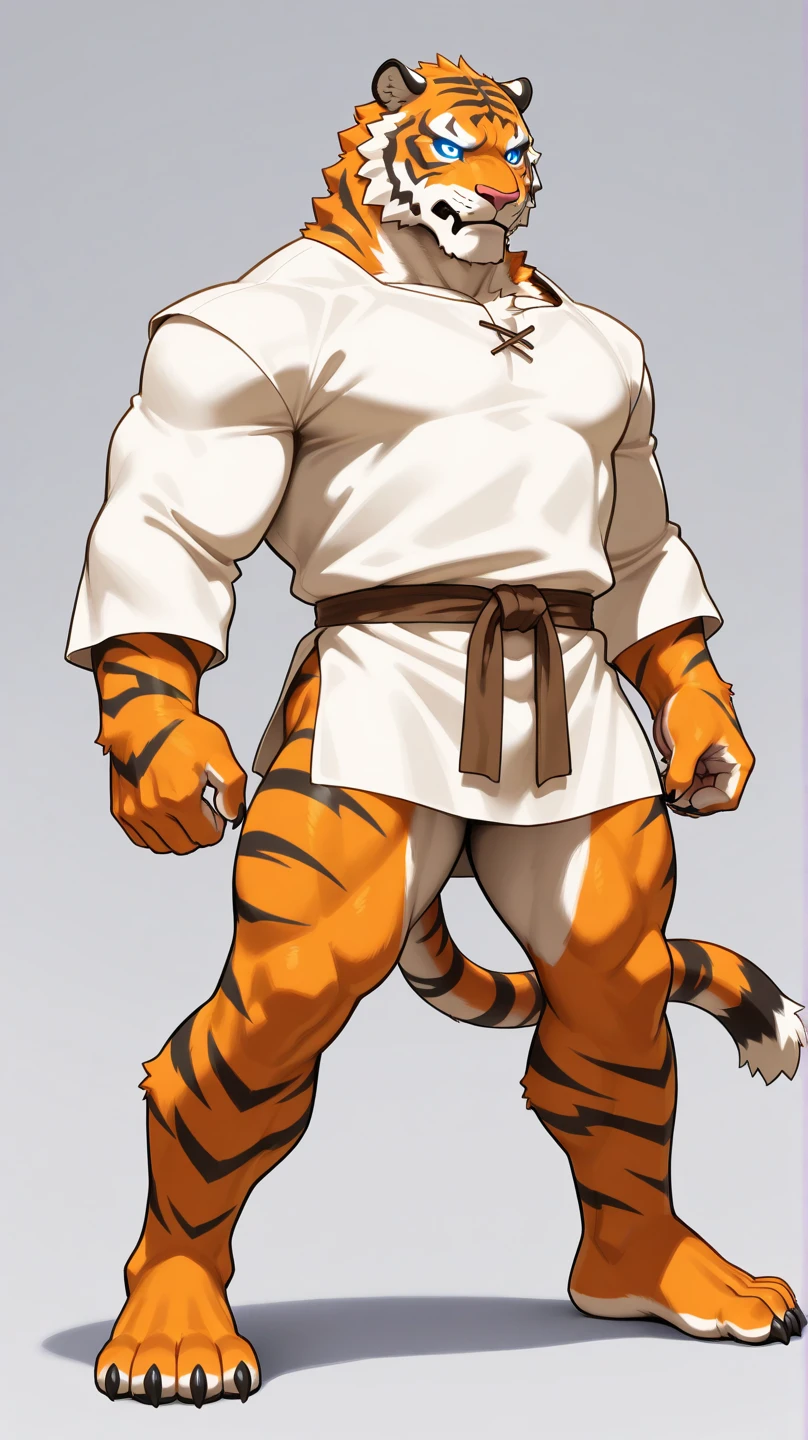 uploaded on e621,by echin,<lora:[Furry](mountain)MountainFRL18_50:1.1>,
(mountain) in fighting pose,white tiger,(thick muscle:1.4),beautiful eyes:1.4,8 packs,tiger tail,tiger paws,
masterpiece,fighting ring, ink painting, BREAK,