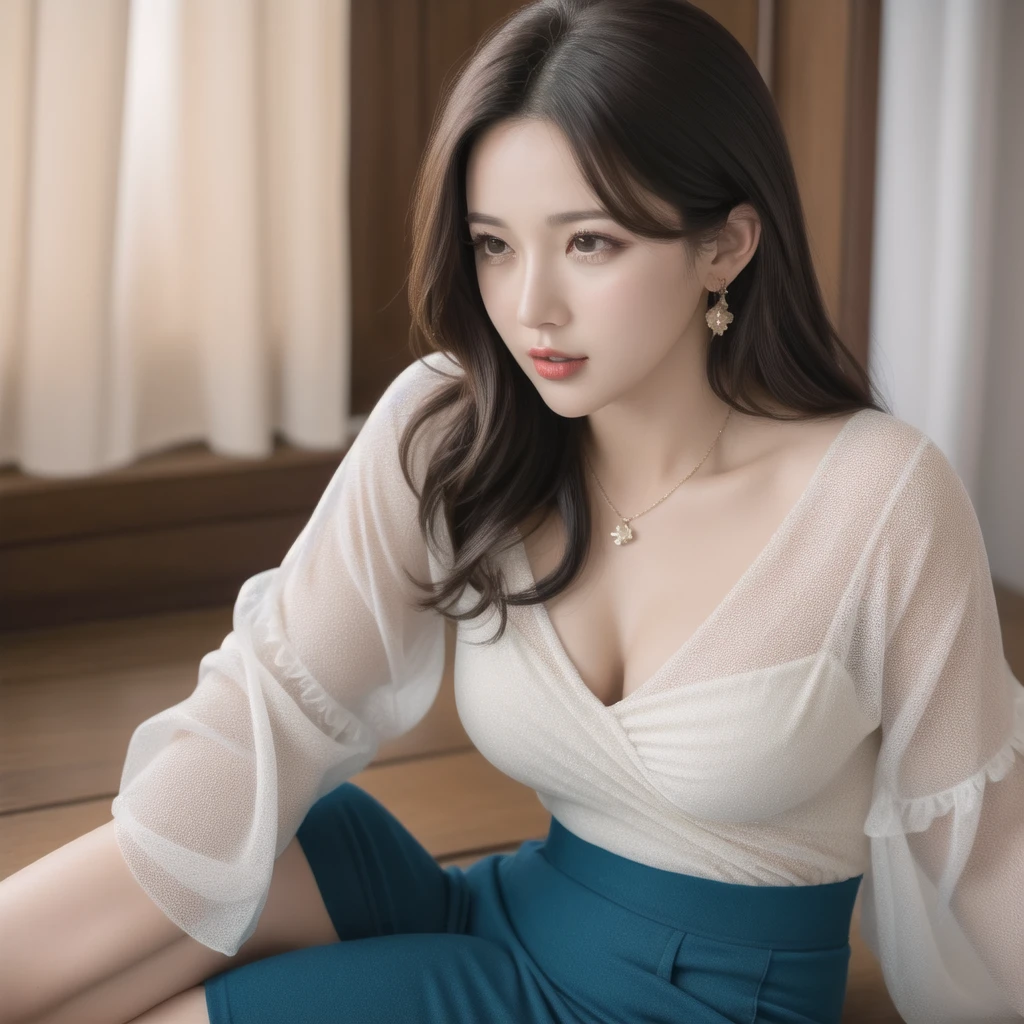 Classy ??? appeal、60-year-old woman、Beautiful woman、Transparent skin、Perfect natural light、8K High Resolution、High resolution、Glowing Beautiful Skin、Transparent beauty、Realistic、masterpiece、Moist eyes、Bright spot、Gravure quality、Light pigmented hair color、Fantastic medieval European style、Beautiful gardens、Georgian mansion、Long-sleeved clothing、Long skirt