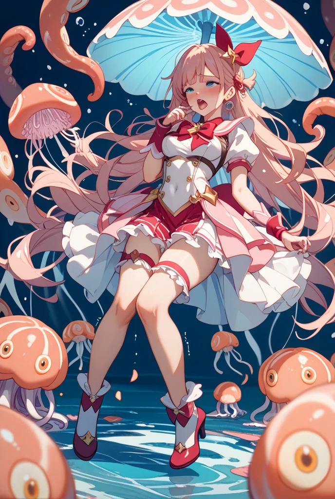 jellyfish, pink sparkles, (score_9,score_8_up,score_7_up,score_6_up,score_5_up,score_4_up)