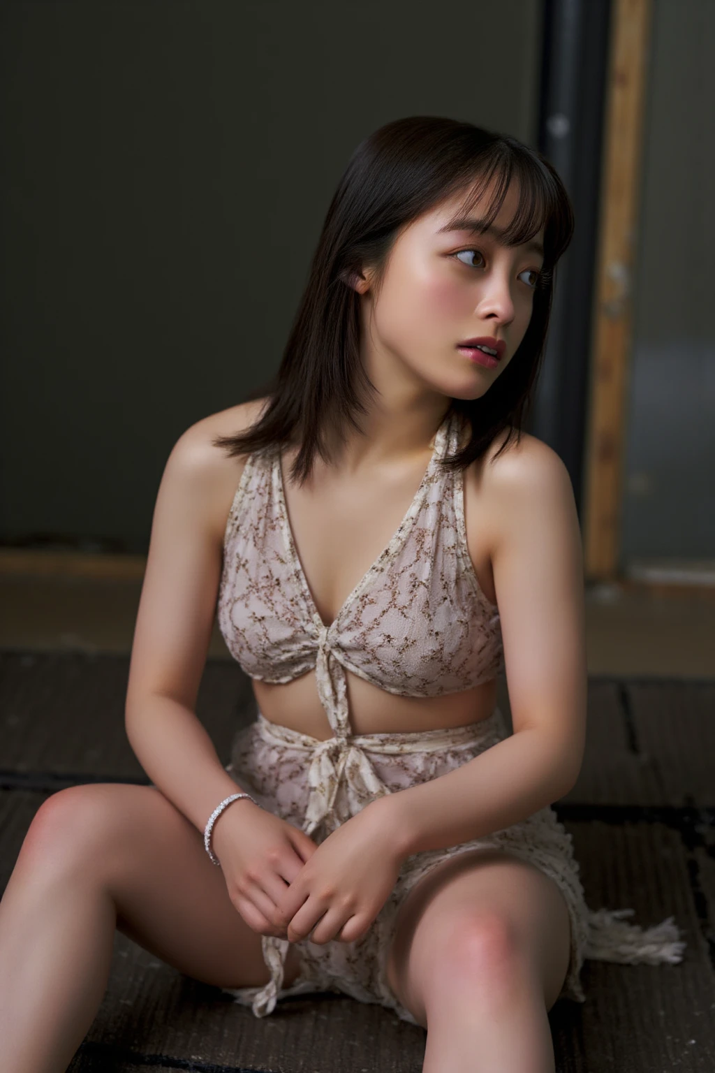 Beauty VN01, The beauty of sheer white lace body stockings、Incredible beauty、On the body, Tyndall effect, Realistic, Shadow Studio, Rim Light, Dual Tone Lighting, (High resolutionスキン: 1.2), 8K Ultra HD, Digital SLR, Soft Light, high quality, Volumetric Light, Secretly photographed, photograph, High resolution, 4K, 8k, Background Blur, colorful, Vibrant colors, Glowing Skin、Exposed thighs!!!、
