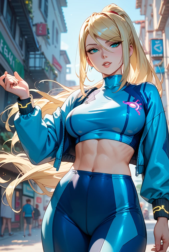 (masterpiece, best quality:1.4),  (modern days), (cowboy shot), 1girl, solo, pov, sfw,

stunning girlfriend, (standing:1.1), dynamic pose, (white oversized sweater, knit sweater:1.4), (tight yoga pants, dark grey yoga pants:1.4), (short navy blue jacket, denim jacket:1.4), long blonde hair, swept bangs, heart shaped face, elegant face, beautiful face, highly detailed face, highly detailed skin, skin pores, subsurface scattering, (detailed blue eyes), realistic pupils, large breast, loving smile, looking at viewer, full face blush, full lips, holding a single coffee cup, centered,

coffee shop in background, city street, sunny day, wind, detailed background, depth of field, atmospheric perspective, volumetric lighting, sharp focus,

absurdres, realistic proportions, good anatomy, (realistic, hyperrealistic:1.4), 16k hdr,