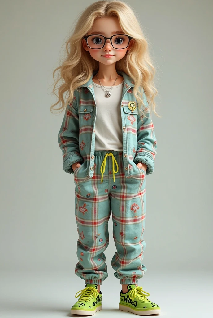 10 year old, different angles,generate the image of an elf, with green eyes, long blonde hair with bangs and braids, wearing denim shorts super mini cotton summer booty ladies charming ,low angles, beige sandals, a long dark blue dress, brown belt, red choker and fur coat with a blue hood. low angles,Cinematic, 35mm lens, f/1.8, accent lighting, global illumination –uplight –v 4, 3 realistic